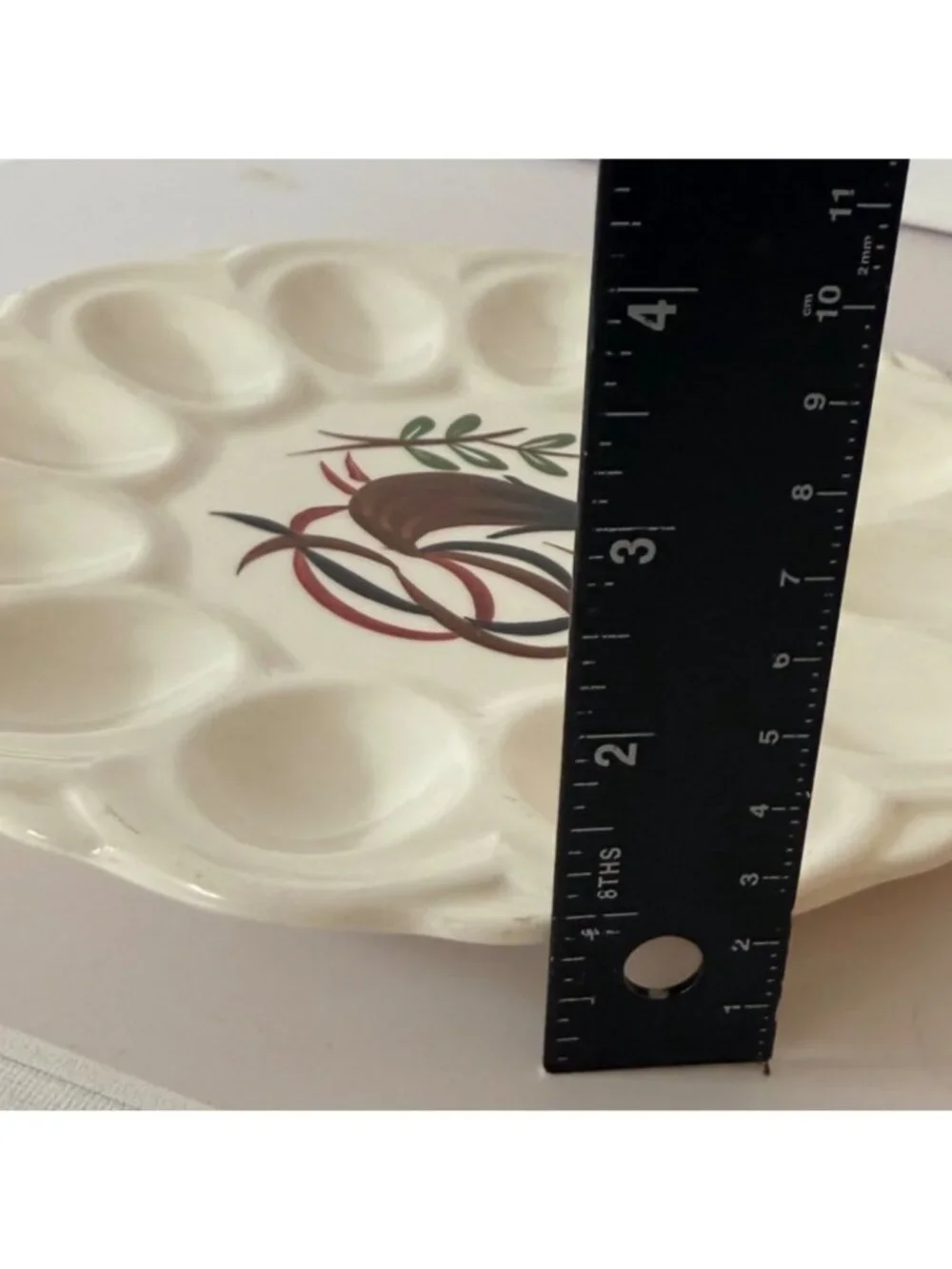 Ceramic Deviled Egg Platter White Rooster Farmhouse Easter Vintage Serving Tray